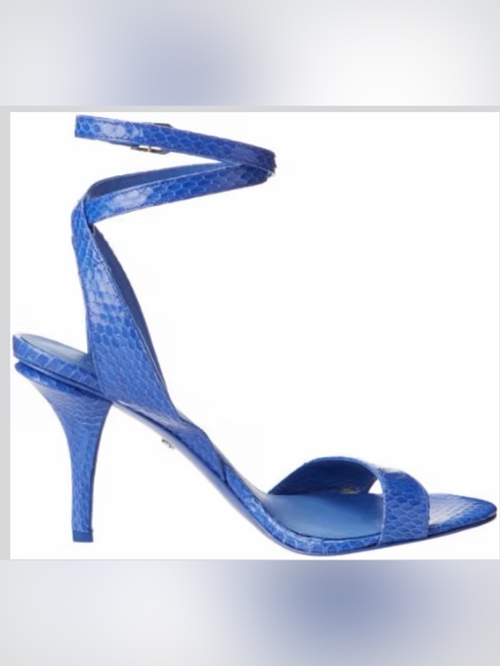 Kenneth Cole Blue Snake Embossed Strappy Heals Size 8 Scuff On Left Bottom NEW